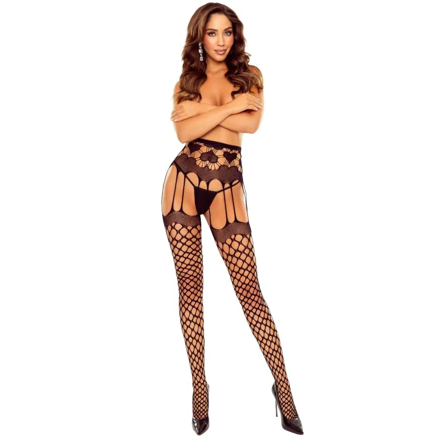 S031 Collants Résille Noirs Taille Unique Passion
