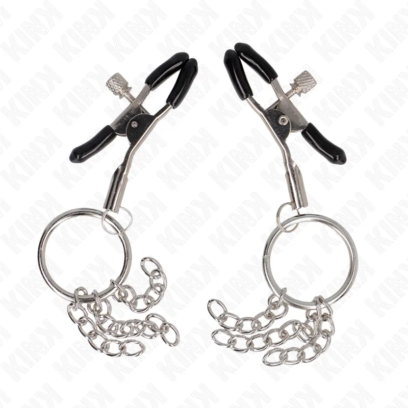 Pince à Tétons Anneau et Petite Chaine Argent 6 cm Kink