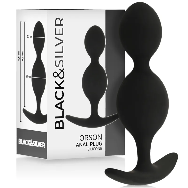 Perles anales Plug Orson Silicone 2 Ondes Anal 9 cm Black&Silver