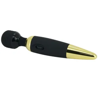 Vibromasseur wand nervuré noir et or