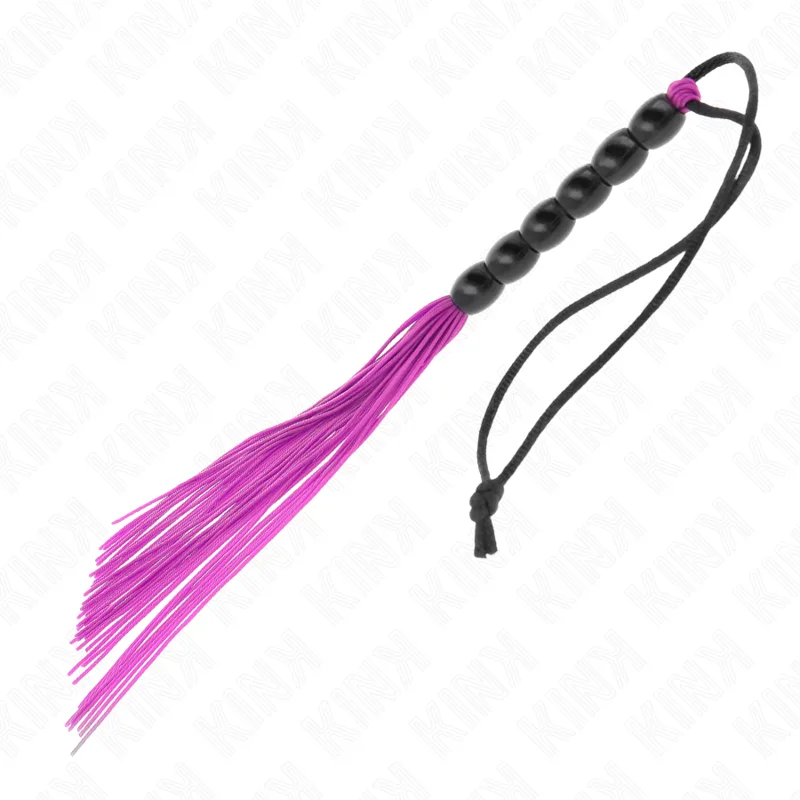 Mini Fouet en Silicone avec 6 Billes Violes 26 CM