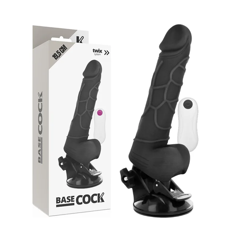 Vibromasseur Réaliste Télécommande Noir avec Testicules Basecock
