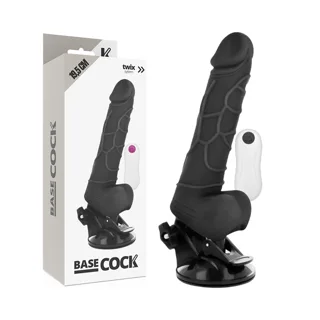Vibromasseur Réaliste Télécommande Noir avec Testicules Basecock