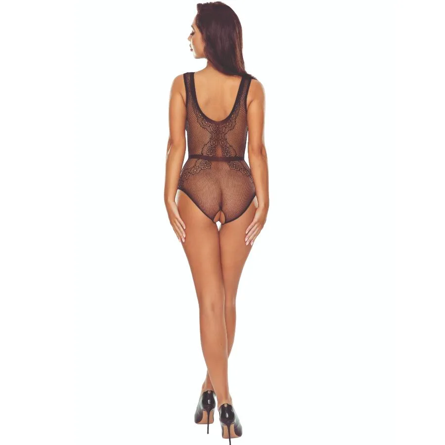 BS115 Bodystocking Noir Grille Passion noir body résille