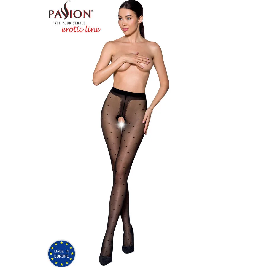 Tiopen 018 Collant Noir 1/2 20 Den Passion noir porte-jarretelles