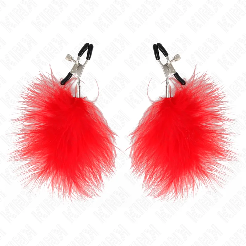 Pince à Tétons Plume Rouge 7 cm Kink
