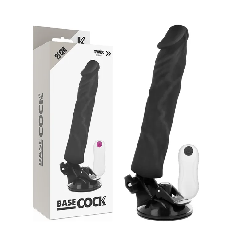 Vibromasseur Réaliste Télécommande Noir 21 x 4 cm Basecock 21 cm