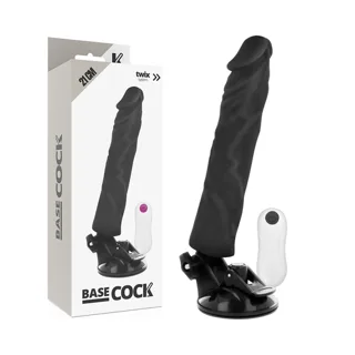 Vibromasseur Réaliste Télécommande Noir 21 x 4 cm Basecock 21 cm