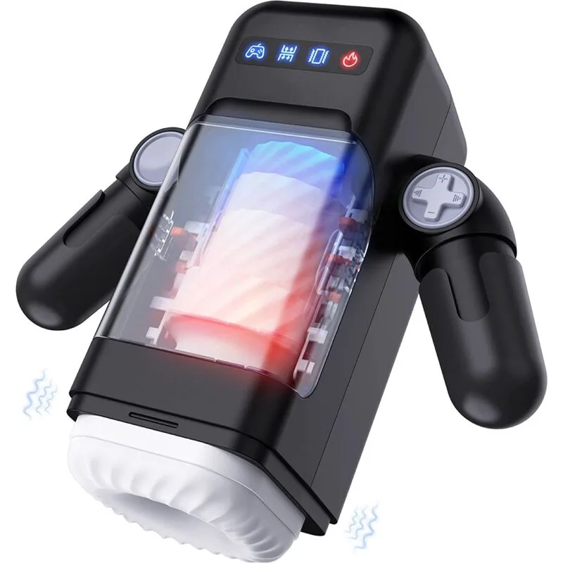 Masturbateur à Vibration de Poussée avec Fonction Game Cup noir masturbateur