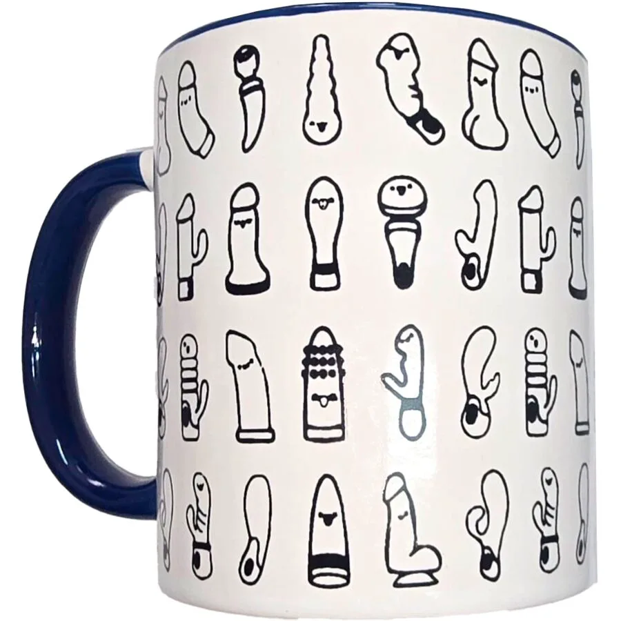 Tasse Vibrante Blanche avec Anse Bleue 370 ML Diablo Picante blanc jeu coquin