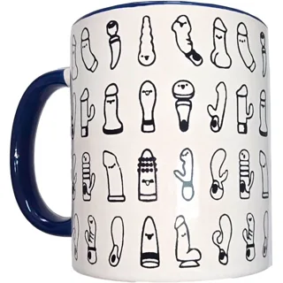 Tasse Vibrante Blanche avec Anse Bleue 370 ML Diablo Picante blanc jeu coquin