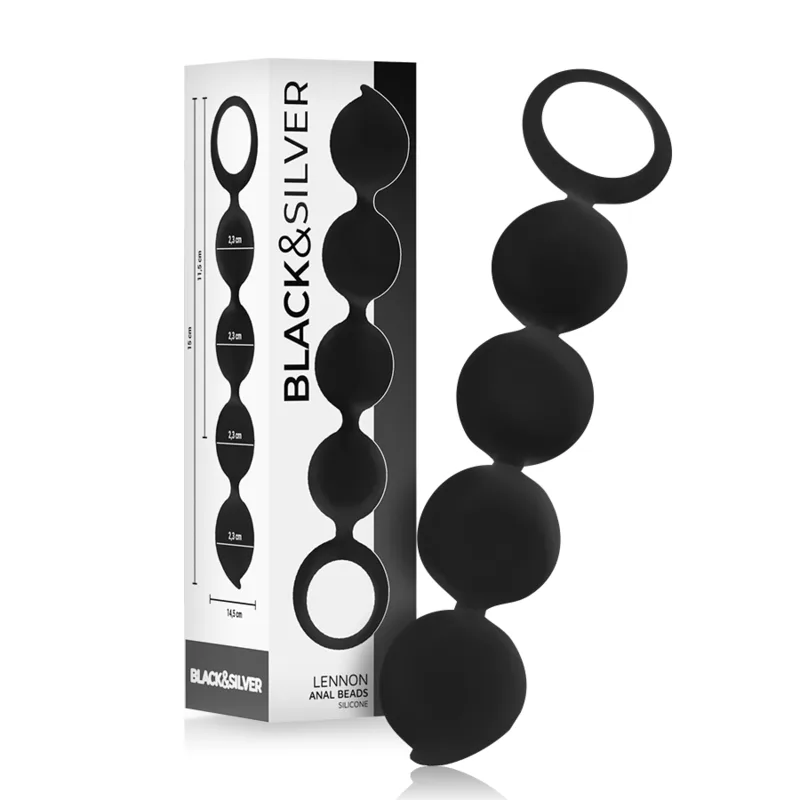 Chapelet Anal Lennon 4 Sphères Silicone 15 cm Black&Silver