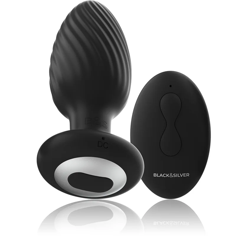 Vibromasseur Télécommande du Rotateur Anal en Silicone Wells Plug Black&Silver