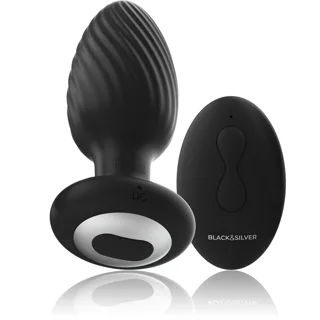 Vibromasseur Télécommande du Rotateur Anal en Silicone Wells Plug Black&Silver