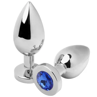 Plug Anal Bleu Diamant Moyen 7,62 cm Metal Hard