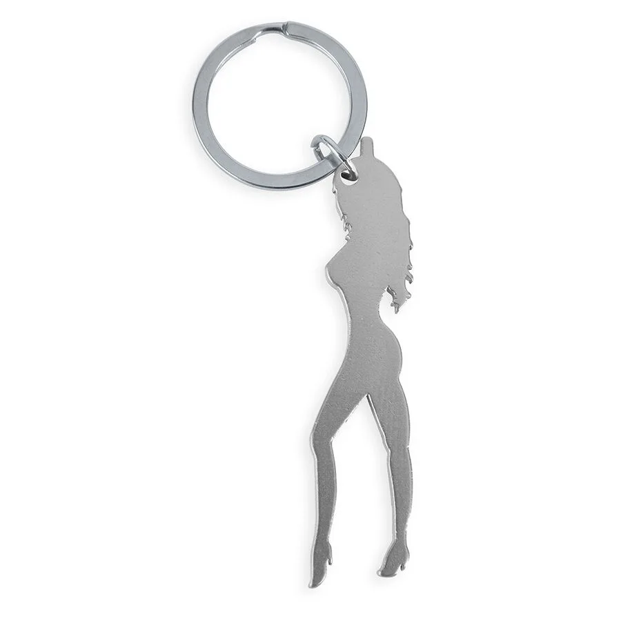 Porte-clés avec Silhouette Féminine Argentée avec Diablo Picante jeu coquin