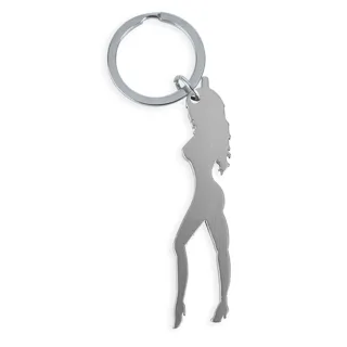 Porte-clés avec Silhouette Féminine Argentée avec Diablo Picante jeu coquin
