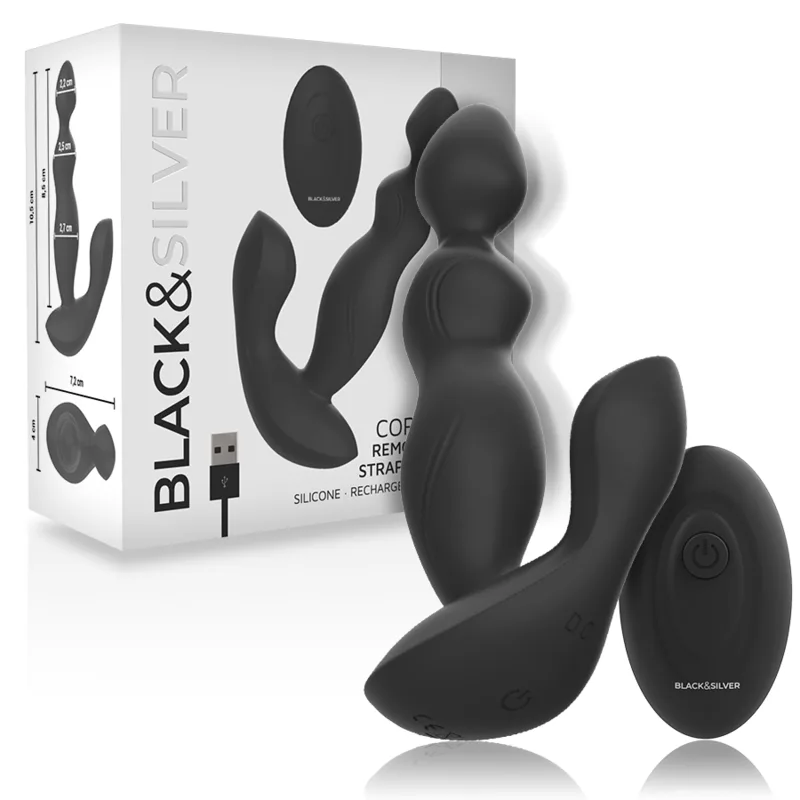 Télécommande en Silicone pour Plug Anal Cora Black&Silver