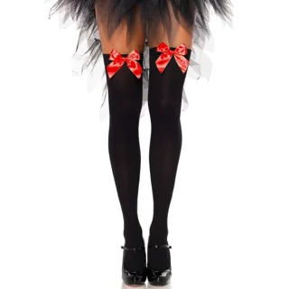 Cuisses Hautes en Nylon Noir avec Noeud Rouge Taille Leg Avenue noir porte-jarretelles