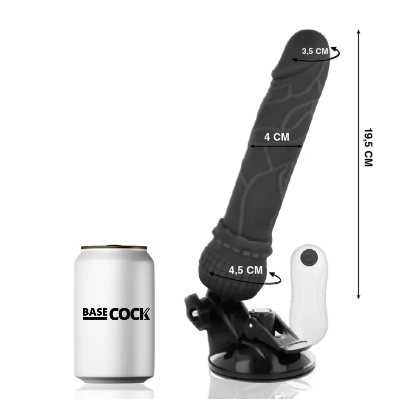Vibromasseur Réaliste Télécommande Noir 19,5 x 4 cm Basecock 19,5 cm