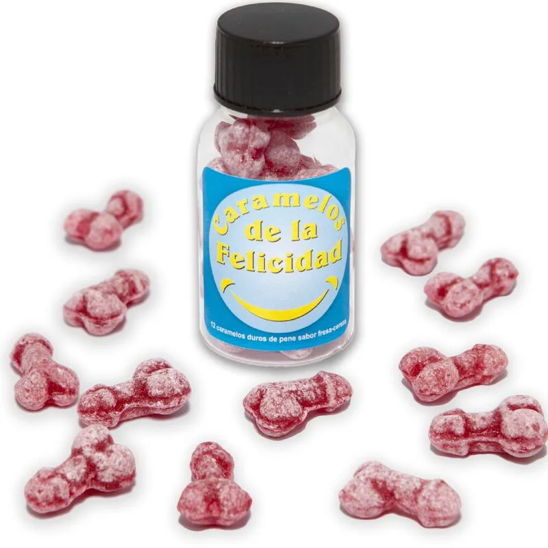 Pot de 12 Bonbons Happy Penis aux Fraise/cerise Diablo Picante jeu coquin