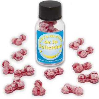 Pot de 12 Bonbons Happy Penis aux Fraise/cerise Diablo Picante jeu coquin