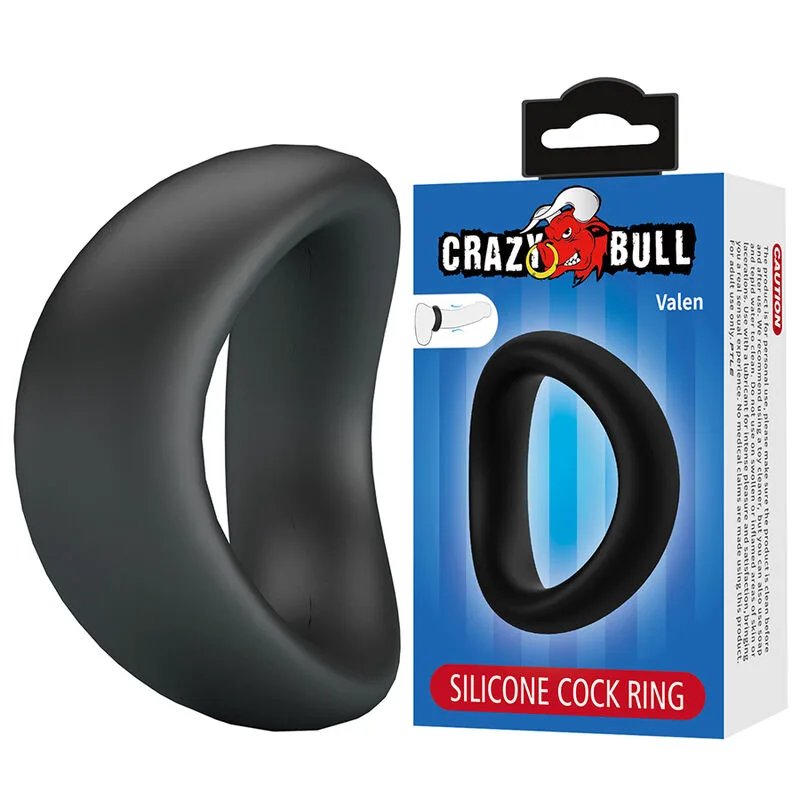 Valen Anneau Pénal Ergonomique en Silicone Noir Crazy Bull