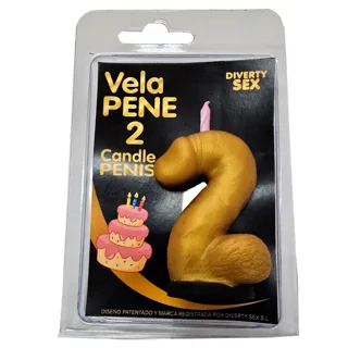 Bougie Pénis en Forme de Chiffre 2 Couleur Or Diablo Picante jeu coquin