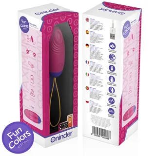 Œuf vibrant Oninder Cute rose tenu en main, cordon jaune