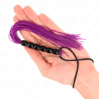 Mini Fouet en Silicone avec 6 Billes Violes 26 CM