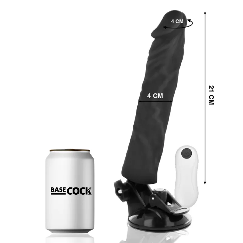 Vibromasseur Réaliste Télécommande Noir 21 x 4 cm Basecock 21 cm