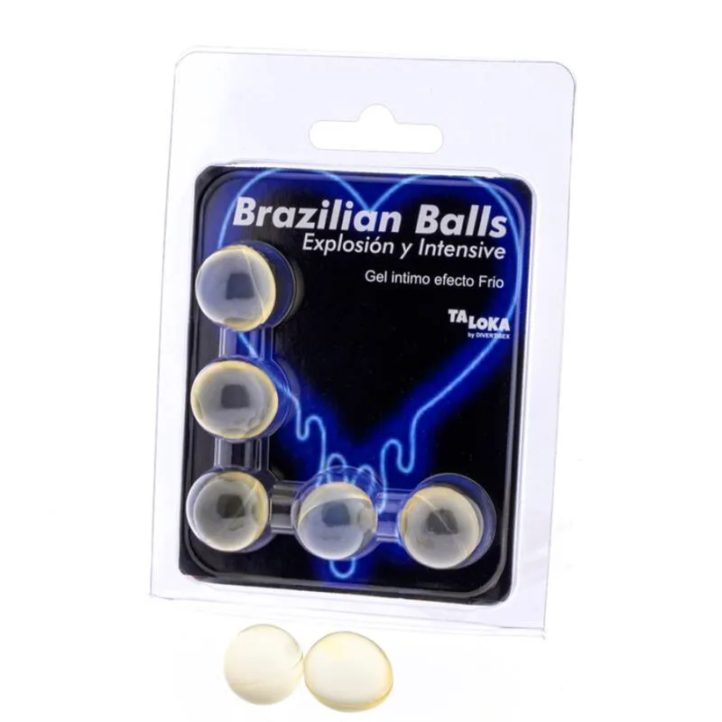 5 Balles Brésiliennes Gel Excitant Effet Froid & Vibration Taloka lubrifiant