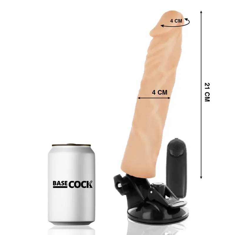 Vibromasseur Réaliste Télécommande Naturel 21 x 4 cm Basecock