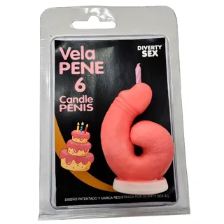 Bougie Pénis en Forme de Chiffre 6 Rose Diablo Picante rose jeu coquin