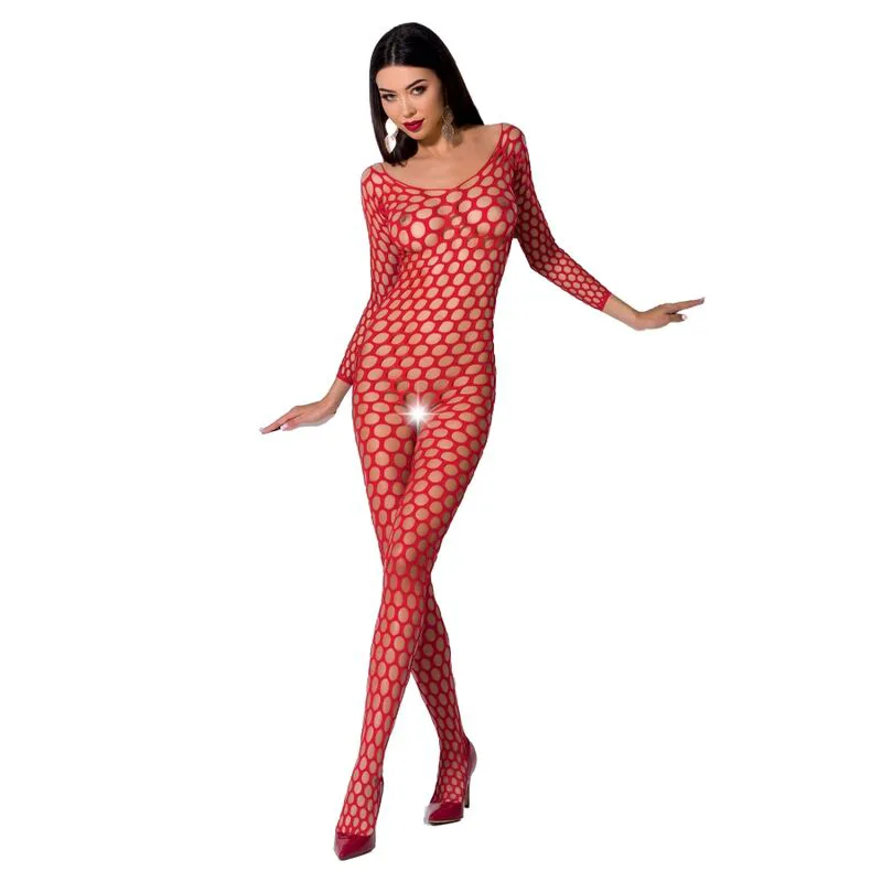 Femme BS077 Bodystocking Taille Unique Rouge Passion rouge body résille