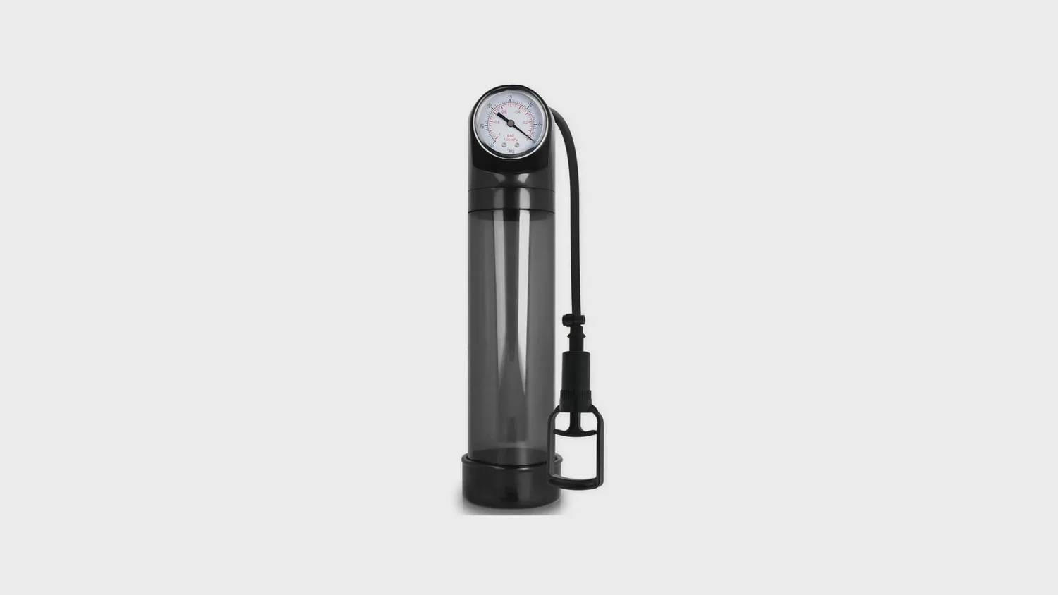 Pompe à pénis Pump Addicted RX9 à cylindre noir, avec son manomètre et sa poignée à pression