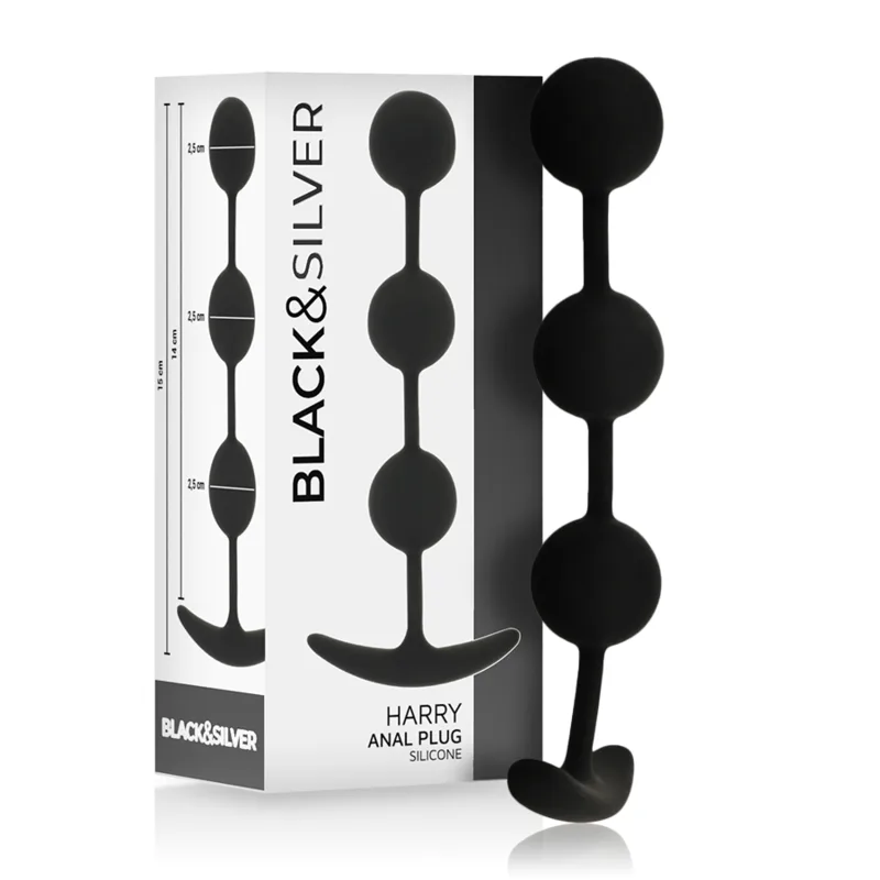 Chapelet Anal Harry 3 Sphères en Silicone 14 cm Black&Silver
