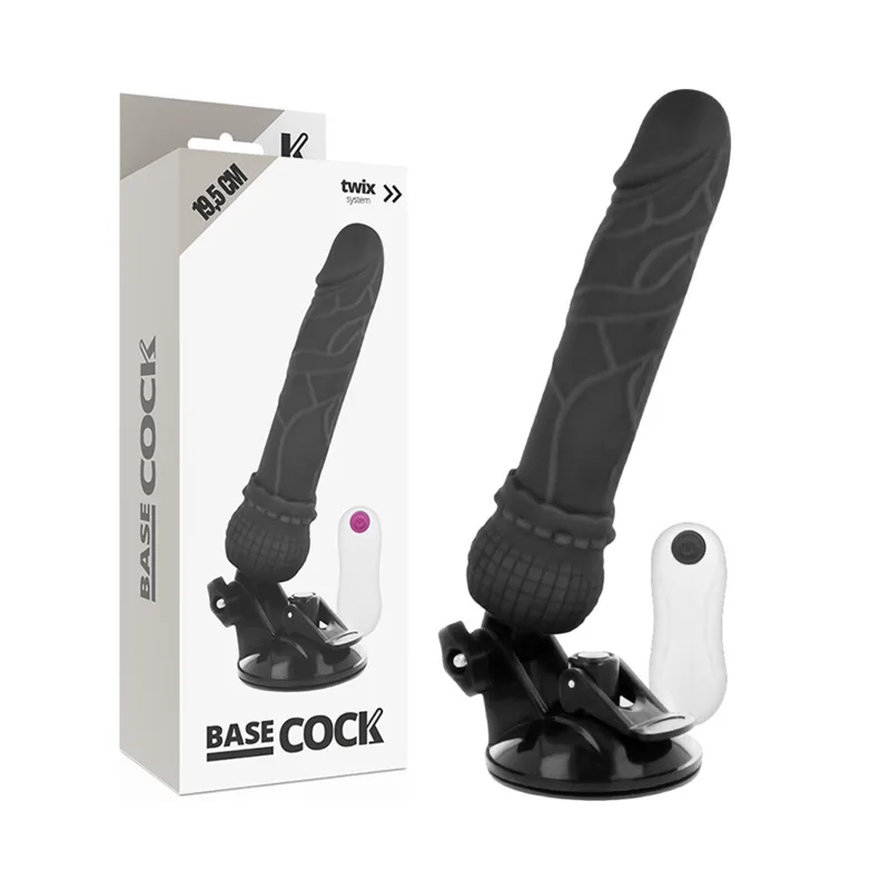 Vibromasseur Réaliste Télécommande Noir 19,5 x 4 cm Basecock 19,5 cm