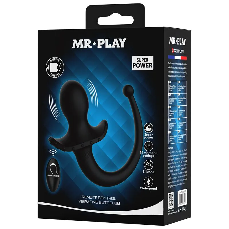 Vibromasseur Anal et Périnéumien Noir avec Télécommande Mr Play