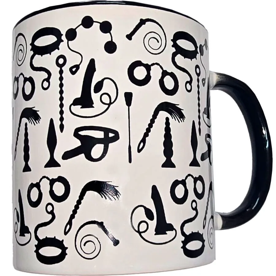 Tasse Bondage Blanche avec Anse Noire 370 ML Diablo Picante noir jeu coquin