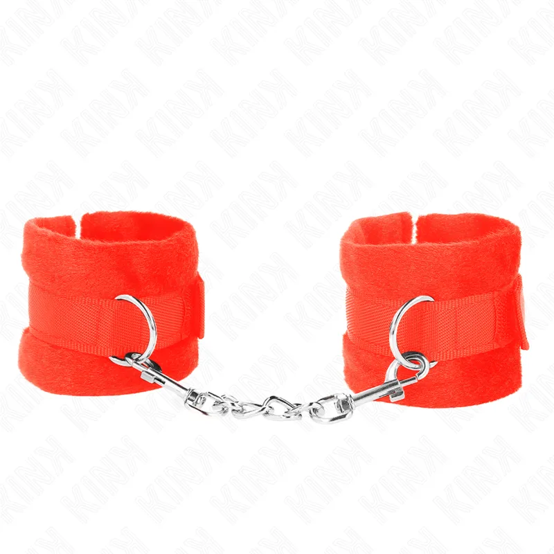Manchettes Débutant en Fourrure Rouge 30 X 7 CM Kink rouge menottes