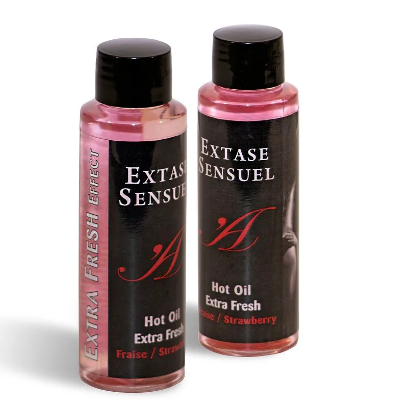 Huile de Massage Effet Fraise Extra Fraîche 100 ml Extase Sensual