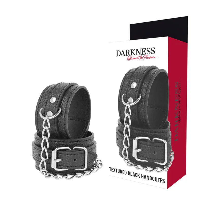 Menottes en Cuir Texturé Noir Darkness noir menottes