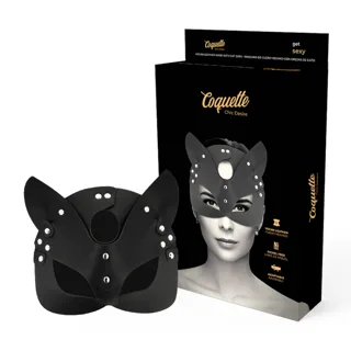Masque en Cuir Vegan avec Oreilles de Chat Coquette Chic Desire bâillon