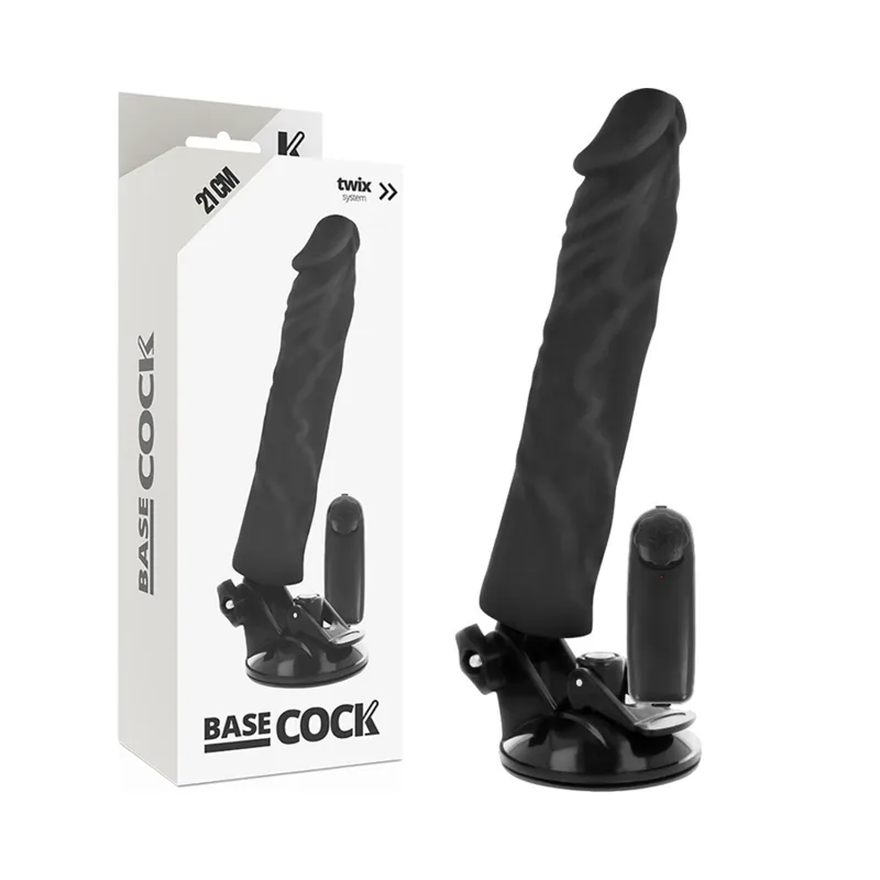Vibromasseur Réaliste Télécommande Noir 21 x 4 cm Basecock