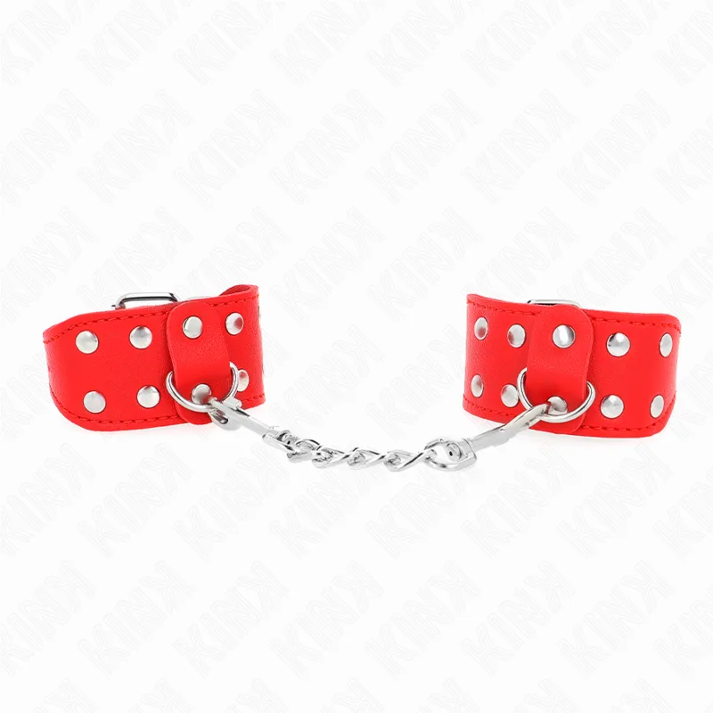 Bracelets avec Double Ligne de Clous Réglables Rouge Kink rouge menottes