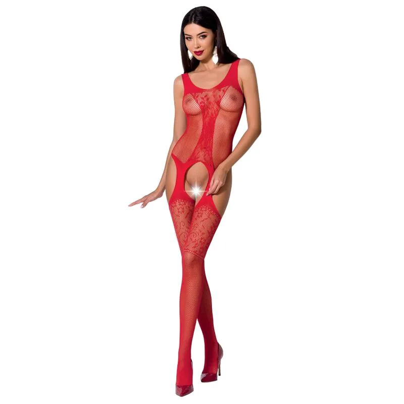 Femme BS072 Bodystocking Taille Unique Rouge Passion rouge body résille