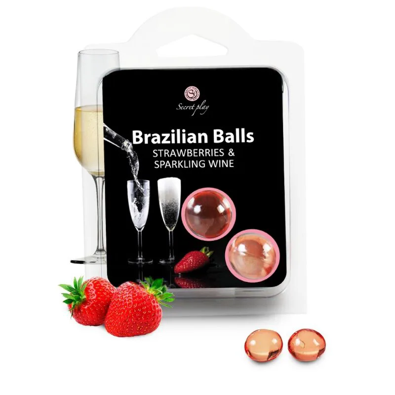Ensemble de Boules Brésiliennes Fraise et Champagne Secretplay lubrifiant base eau