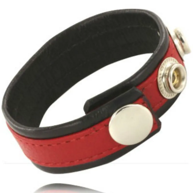 Cockring Sangle en Cuir Réglable pour Pénis Rouge-noir Leather Body