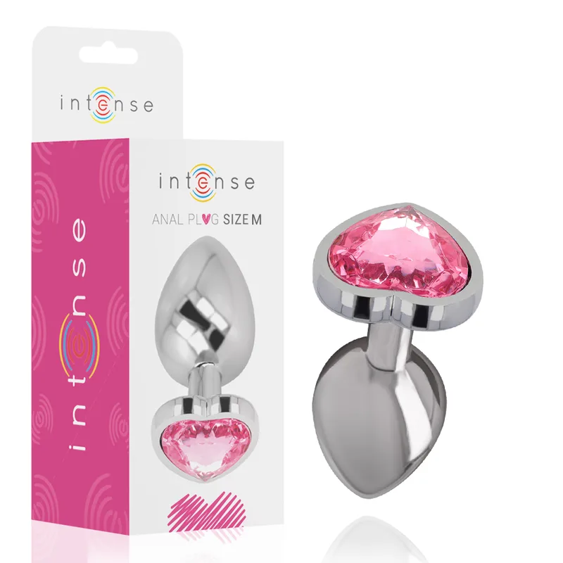 Plug Anal en Métal Aluminium Coeur Rose Taille M Intense
